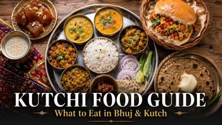 Kutchi food thali and dabeli from Bhuj Kutch